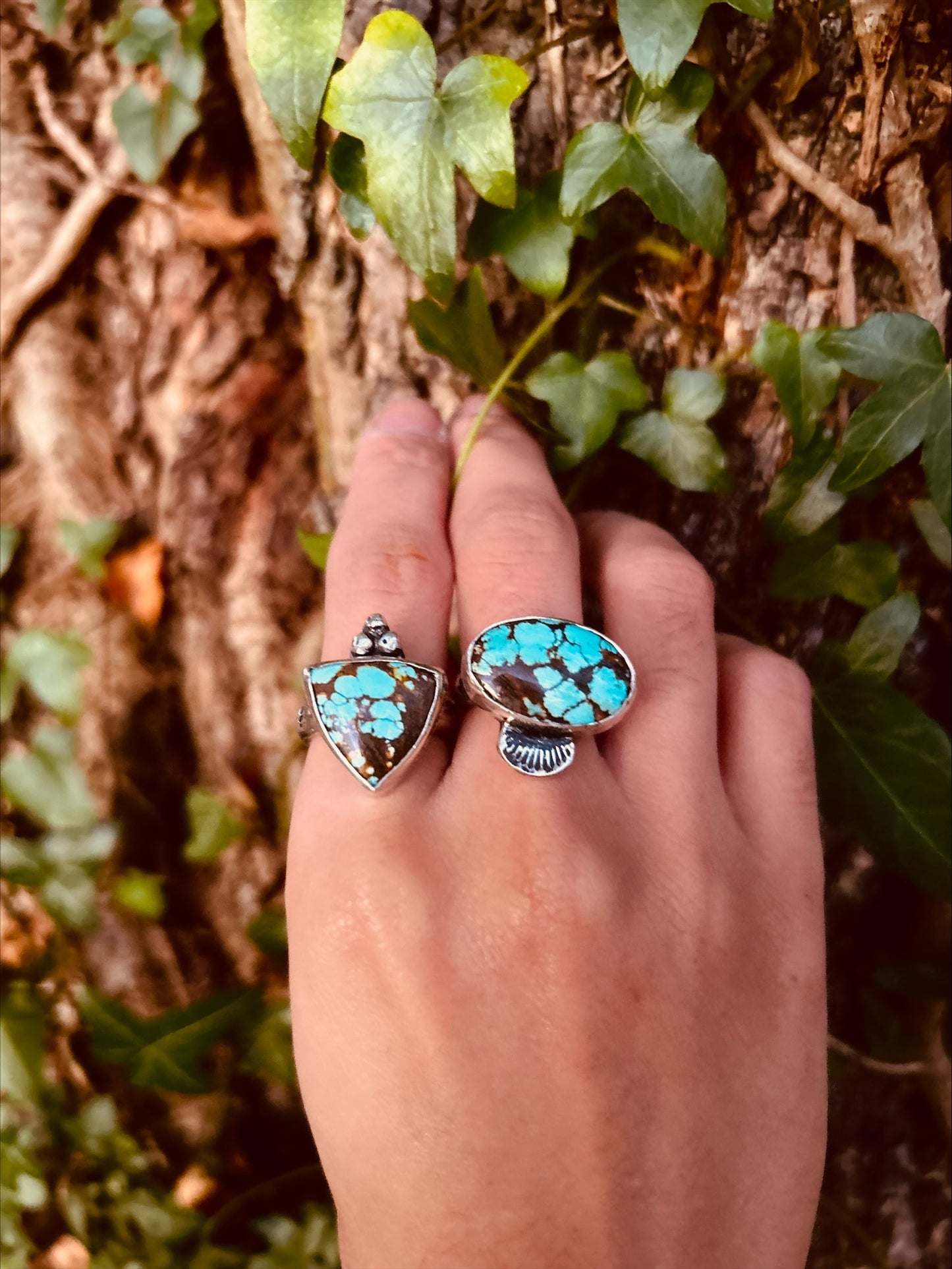 Bague triangle en turquoise